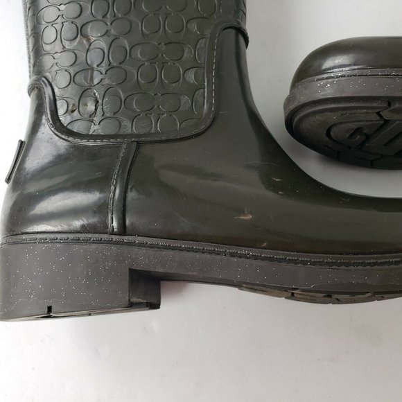 Coach Signature Rain Boots Sparkle Laced Rubber - Picture 9 of 12